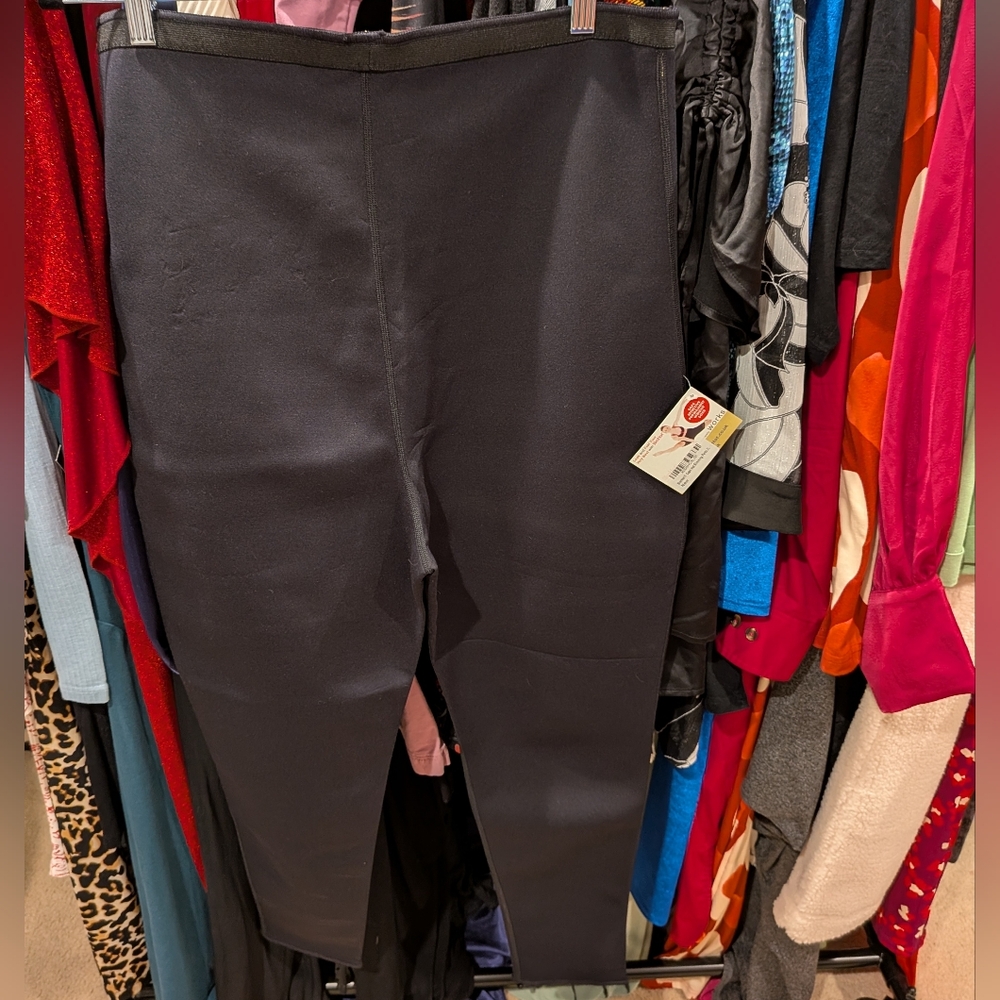 Black High-Waisted Capri Hot Slimming Exercise Pants - XL